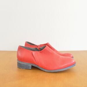shortie red leather booties